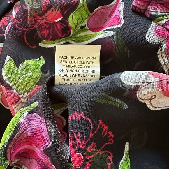 Women's Vintage Notations Sheer Floral Top 90s Button Up Whimsy Size Large - Picture 8 of 10